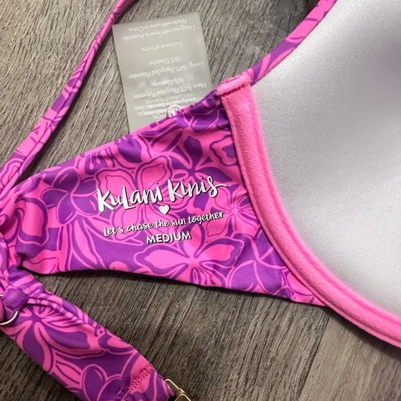 Kulani Kinis Vibrant Pink Floral Bra - Picture 2 of 6